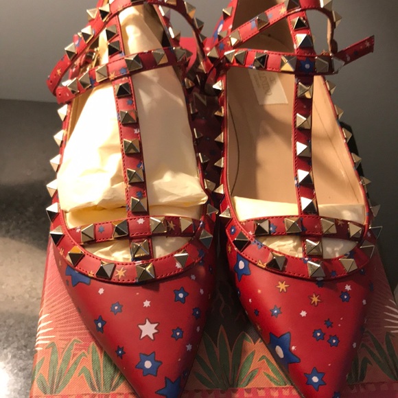 Valentino Rockstud printed leather flats - Picture 2 of 6